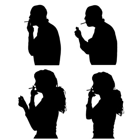 Vector silhouette of people in different situations.のイラスト素材