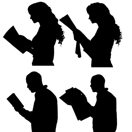 Vector silhouette of people in different situations.のイラスト素材