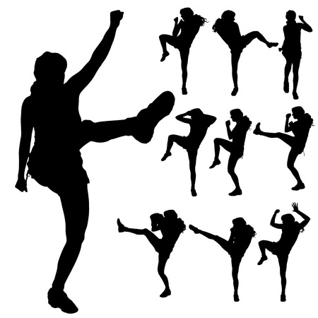 Vector silhouette of a people who boxes.のイラスト素材