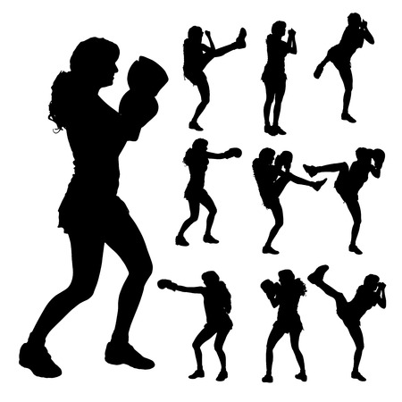 Vector silhouette of a people who boxes.のイラスト素材