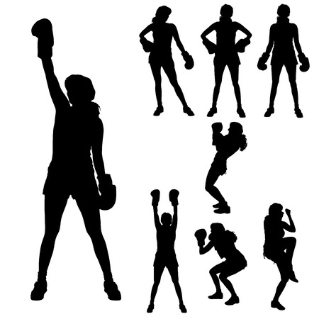 Vector silhouette of a people who boxes.のイラスト素材