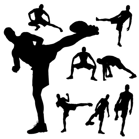 Vector silhouette of a man who boxes.のイラスト素材