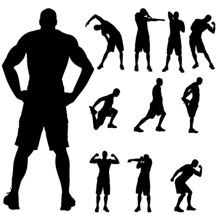 Vector silhouette of a man who boxes.のイラスト素材