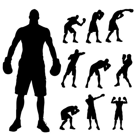 Vector silhouette of a people who boxes.のイラスト素材