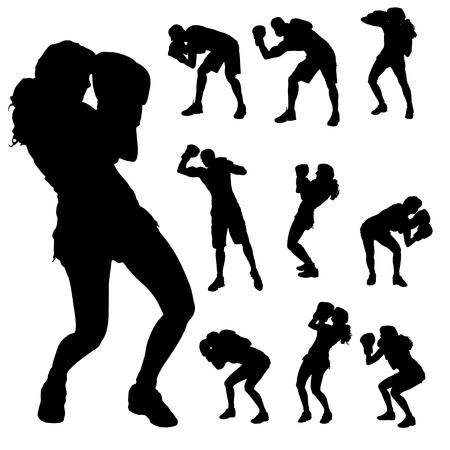 Vector silhouette of a people who boxes.のイラスト素材