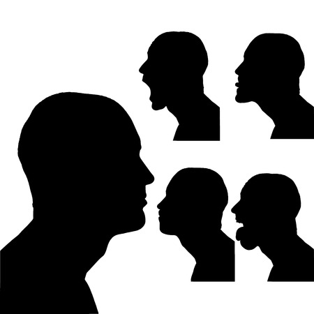 Vector silhouettes man in profile on white background.のイラスト素材