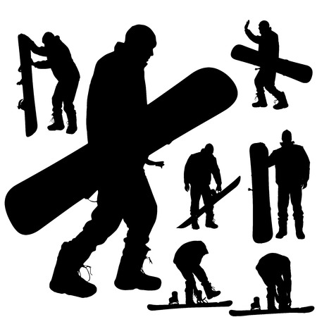Vector silhouette of a man on a snowboard.のイラスト素材