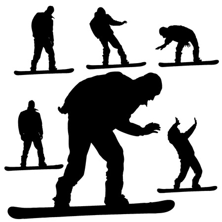 Vector silhouette of a man on a snowboard.のイラスト素材