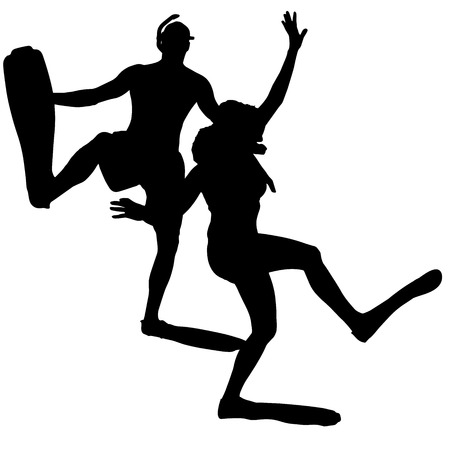 Vector silhouette of a people with flippers and a snorkel.のイラスト素材