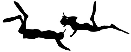 Vector silhouette of a people with flippers and a snorkel.のイラスト素材