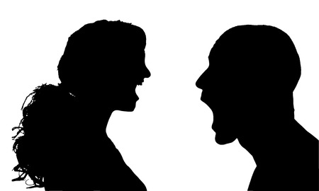 Vector silhouettes man and woman in profile.のイラスト素材