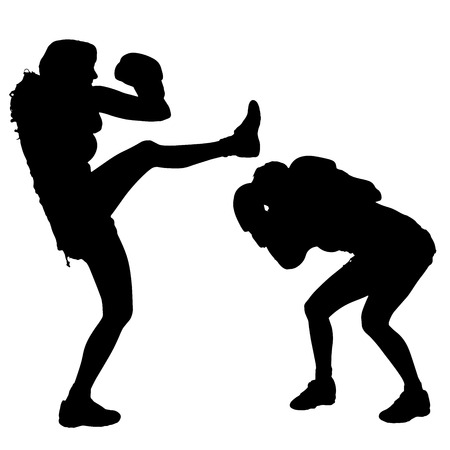 Vector silhouette of a people who boxes.のイラスト素材