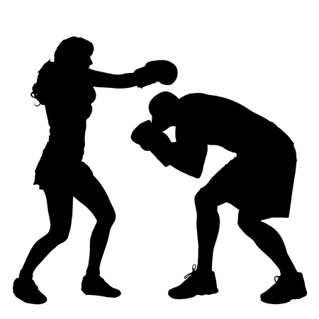 Vector silhouette of a people who boxes.のイラスト素材