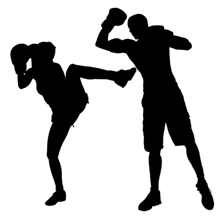 Vector silhouette of a people who boxes.のイラスト素材