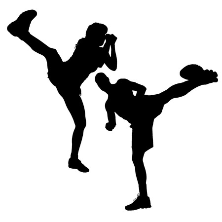 Vector silhouette of a people who boxes.のイラスト素材