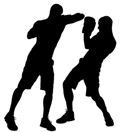 Vector silhouette of a man who boxes.のイラスト素材