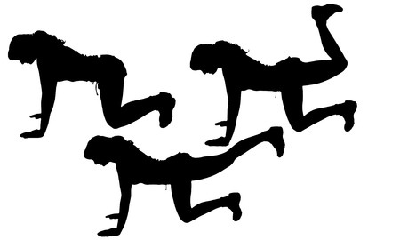 Vector silhouette of a woman who practices on white background. のイラスト素材