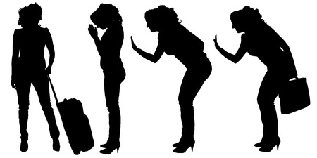 Vector silhouette of businesswoman on a white background.のイラスト素材