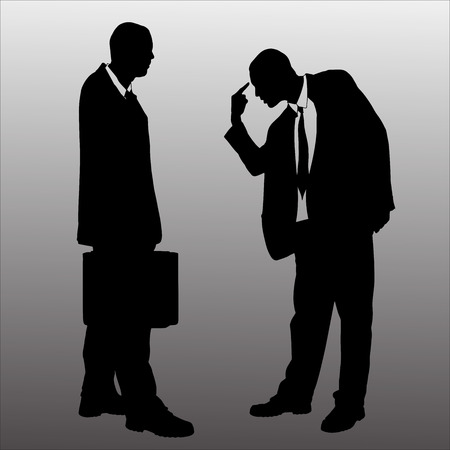 Vector silhouette of businessman on a gray background.のイラスト素材