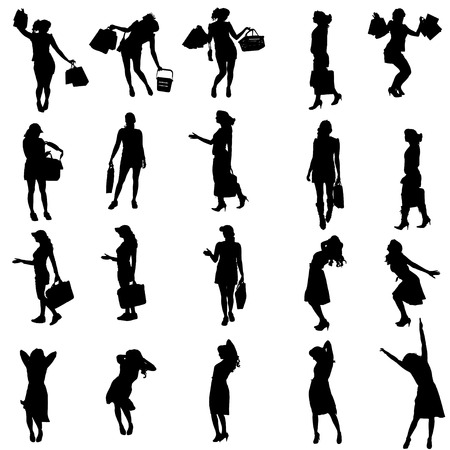 Vector silhouettes of different people on a white background.のイラスト素材