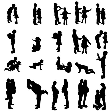 Vector silhouette of people on a white background. のイラスト素材