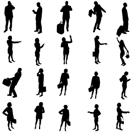 Vector silhouette of business people on a white background.のイラスト素材