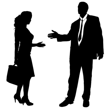 Vector silhouettes of business people on a white background.のイラスト素材