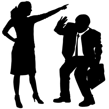 Vector silhouettes of business people on a white background.のイラスト素材