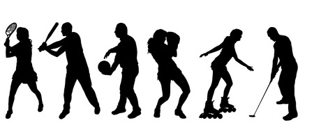Vector silhouette of people in different sport.のイラスト素材