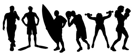 Vector silhouette of people in different sport.のイラスト素材