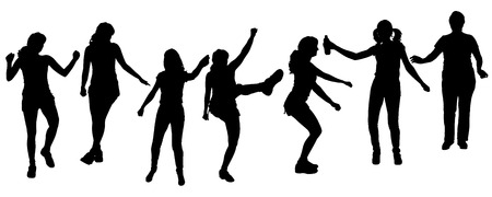 Vector silhouette of a woman who practices on white background. のイラスト素材
