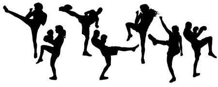 Vector silhouette of a people who practices on white background. のイラスト素材