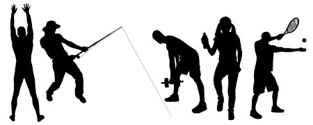 Vector silhouette of people in different sport.のイラスト素材