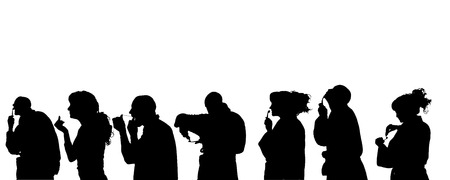 Vector silhouette of people in different situations.のイラスト素材