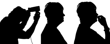 Vector silhouette of people in different situations.のイラスト素材