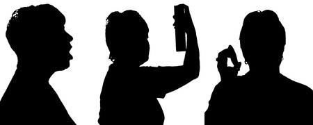 Vector silhouette of people in different situations.のイラスト素材
