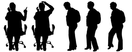 Vector silhouette of a woman on the trip.のイラスト素材