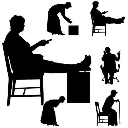 Vector silhouette of a woman who is watching TV.のイラスト素材