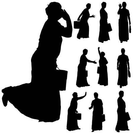 Vector silhouette of businesswoman on a white background.のイラスト素材