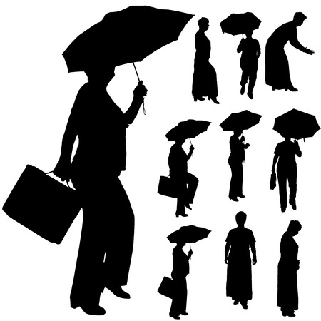 Vector silhouette of women on a white background.のイラスト素材