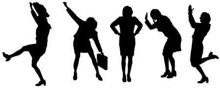 Vector silhouette of women on a white background.のイラスト素材