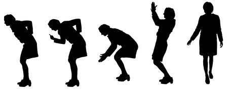 Vector silhouette of women on a white background.のイラスト素材