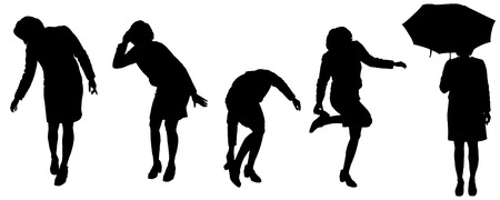 Vector silhouette of women on a white background.のイラスト素材