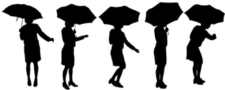 Vector silhouette of women on a white background.のイラスト素材