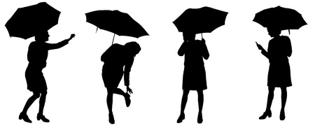 Vector silhouette of women on a white background.のイラスト素材