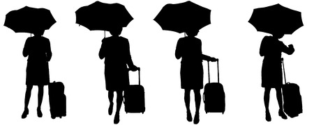 Vector silhouette of women on a white background.のイラスト素材