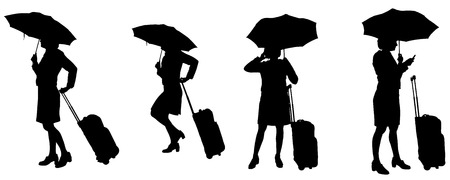 Vector silhouette of women on a white background.のイラスト素材