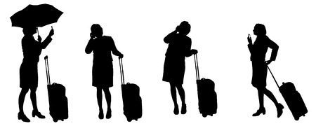 Vector silhouette of women on a white background.のイラスト素材