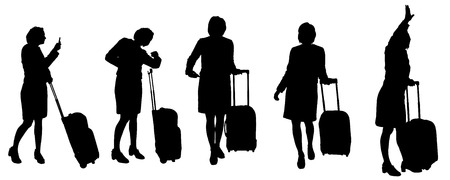 Vector silhouette of women on a white background.のイラスト素材