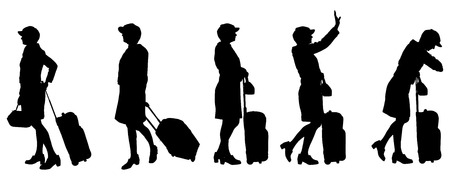 Vector silhouette of women on a white background.のイラスト素材